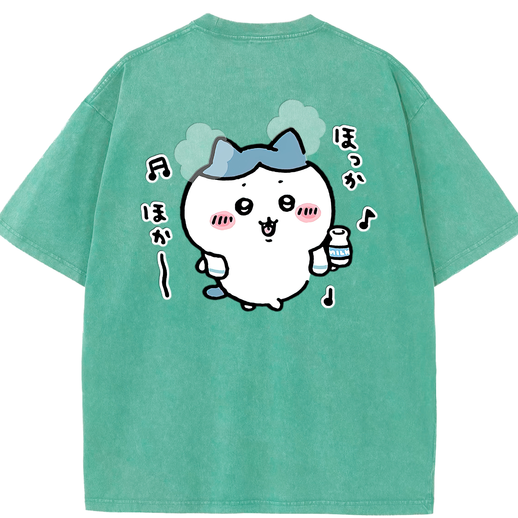 （画像用） ちいかわ ハチワレ Chii-kawa hachiware 綿100% ヴィンテージ風 半袖Tシャツ（背面プリント）